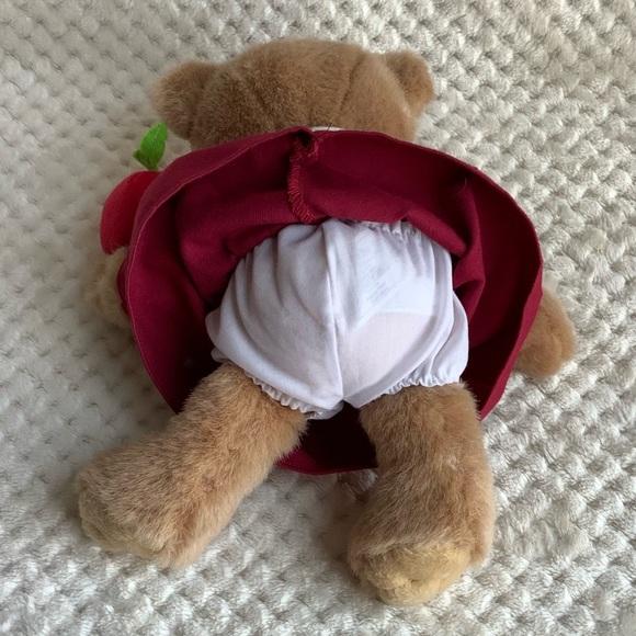 Artapower Plush Teacher Bear w Glasses and Apple in Red Dress Stuffed Animal Toy - Picture 10 of 12